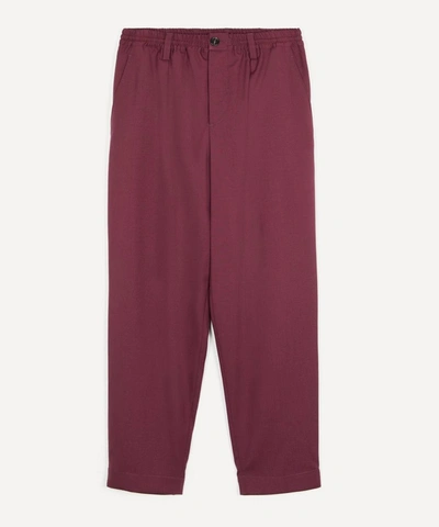 Marni Tropical Wool Trousers In Burgundy