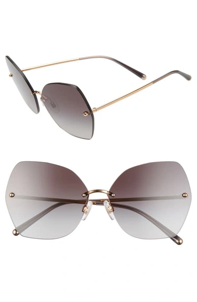 Dolce & Gabbana Lucia 64mm Mirrored Oversize Butterfly Sunglasses In Black/ Gold/ Gradient