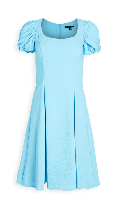 Black Halo Brent Ruched-sleeve Dress In Eggshell Blue