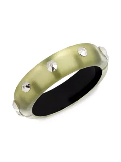 Alexis Bittar Future Antiquity Crystal Octagon-studded Bangle Bracelet In Sage