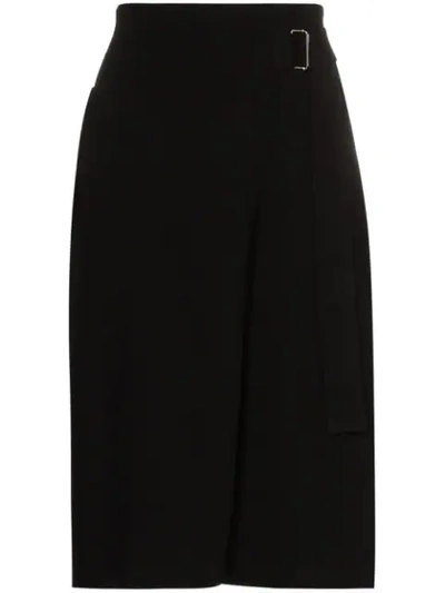 Helmut Lang Wool-blend Faux-wrap Skirt In Black