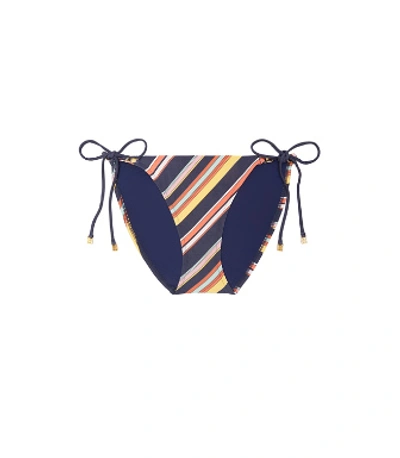 Tory Burch Gemini Link Printed String Bikini Bottom In Medley Stripe