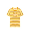 Tory Burch Striped Logo T-shirt In Gold Crest Stripe Logo