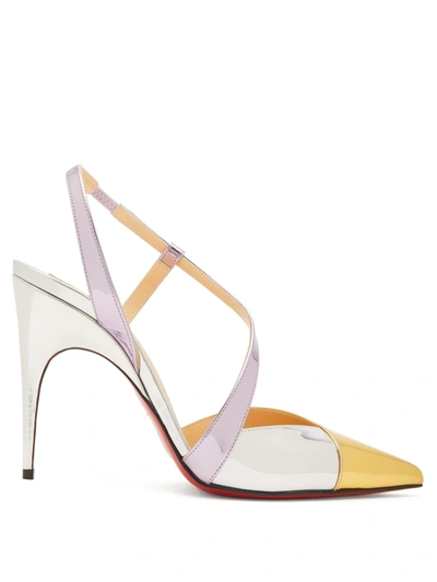 Christian Louboutin 100mm Platina Specchio Leather Pumps In Silver,gold