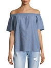 Joie Amesti Off-the-shoulder Linen Top In Chambray