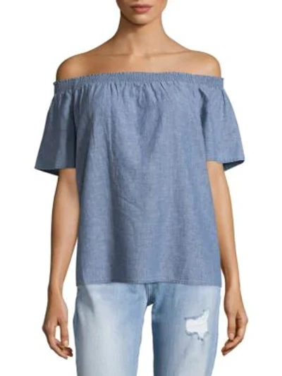 Joie Amesti Off-the-shoulder Linen Top In Chambray