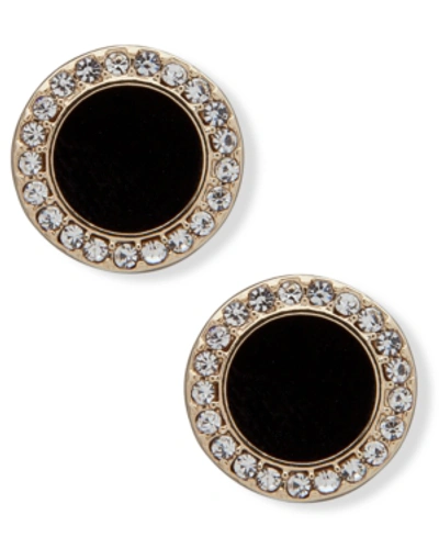 Dkny Gold-tone Stone & Crystal Halo Stud Earrings