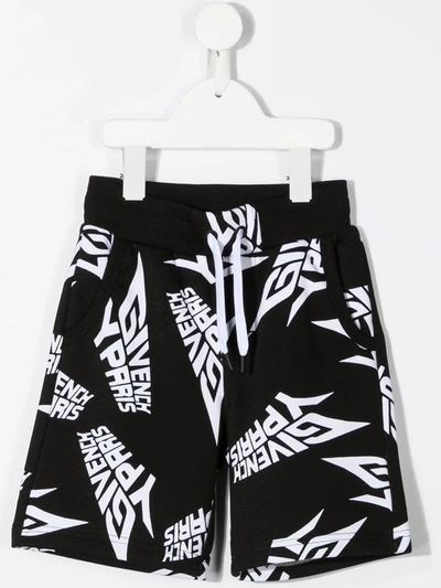 Givenchy Teen Logo-print Track Shorts In Black