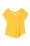 Bobeau Cross Back Short Sleeve Slub T-shirt In Yellow Haze