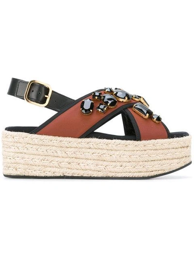 Marni Espadrille Platform Crossover Sandals From  In Tabacco
