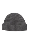 Portolano Cashmere Ribbed Cuffed Beanie In Dark Ht Grey