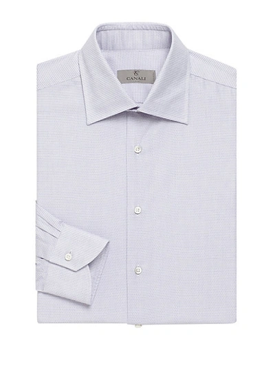 Canali Micro Print Cotton Dress Shirt In Purple