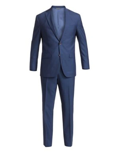 Saks Fifth Avenue Two-piece Slim-fit Wool Silk Herringbone Suit In Nocolor