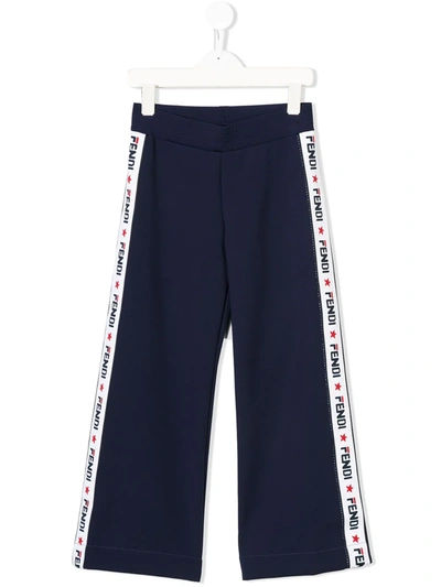 Fendi Kids' Logo Band Track Pants In Navy