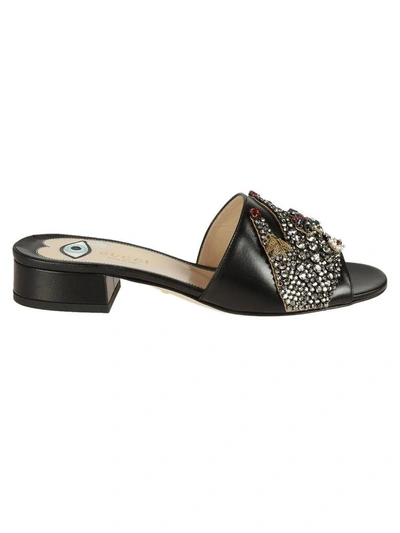 Gucci Crystal Embellished Sandals In Nero