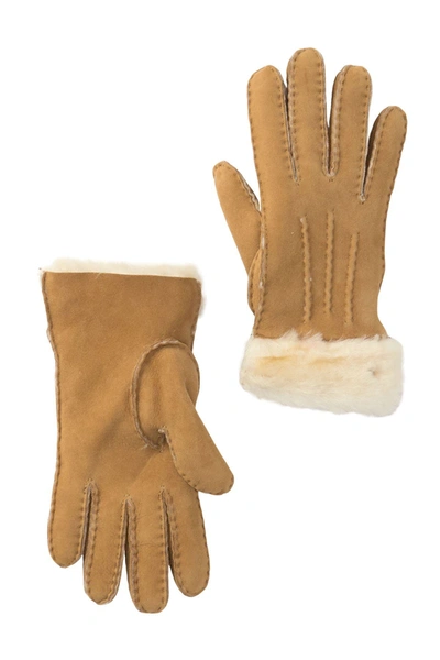 Ugg Shearling-cuff Sheepskin Gloves In Chestnut | ModeSens