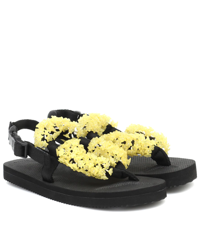 Cecilie Bahnsen Black & Yellow Suicoke Edition Floral Sandal
