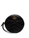 Gucci Gg Marmont Circular Leather Wristlet Pouch In Black