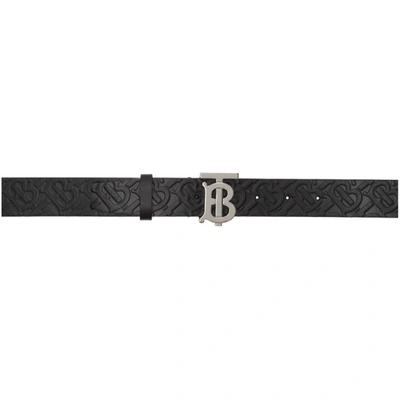 Burberry Embossed Monogram Belt In Black