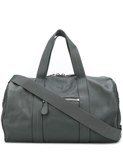 Maison Margiela Leather Barrel Holdall In Grey