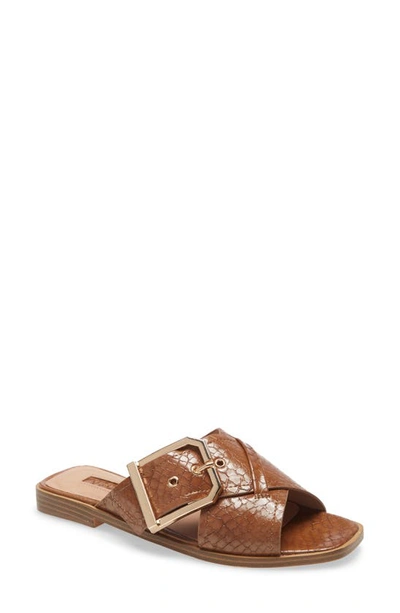 Topshop Porto Buckle Slide Sandal In Tan