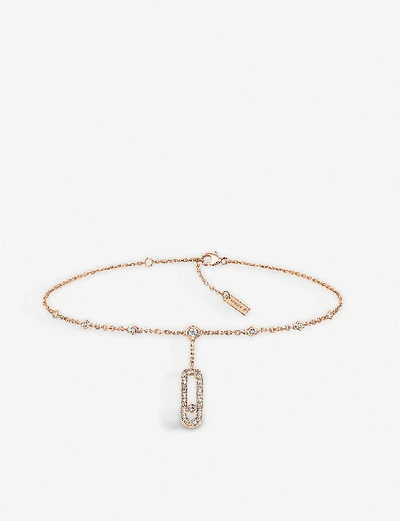 Messika Move Uno 18ct Rose-gold And 0.35ct Round-cut Diamond Anklet In Pink Gold