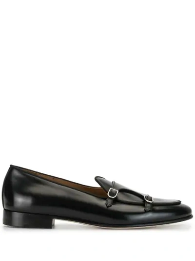 Edhen Milano Brera Double-buttoned Patent-leather Monk Shoes In Black