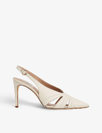 Lk Bennett Helena Patent Leather Courts In Whi-off White