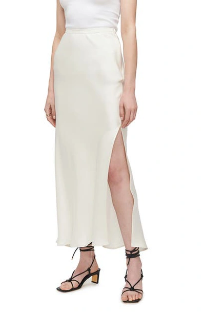 Anine Bing Noel Slit Silk Satin Maxi Skirt In Ivory