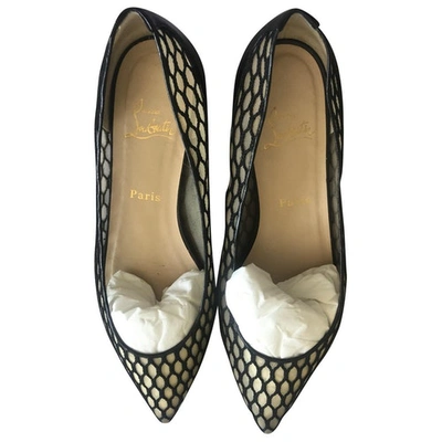 Pre-owned Christian Louboutin Black Leather Ballet Flats