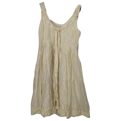 Pre-owned Diane Von Furstenberg Silk Mid-length Dress In Ecru