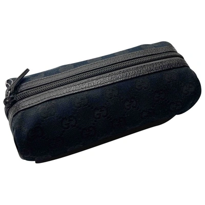 Pre-owned Gucci Cloth Vanity Case In Black
