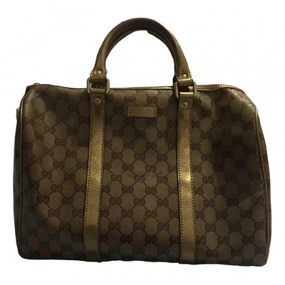 Pre-owned Gucci Cloth Bowling Bag In Gold