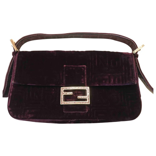 Pre-owned Fendi Baguette Purple Velvet Handbag | ModeSens