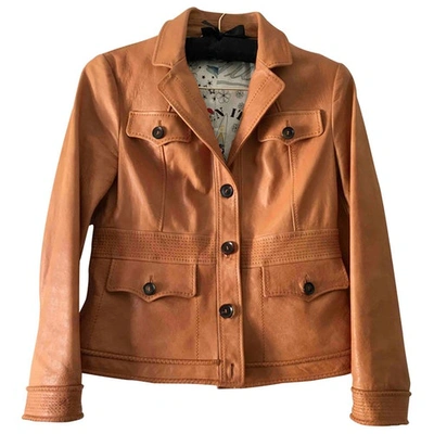 Pre-owned Gucci Leather Biker Jacket In Camel