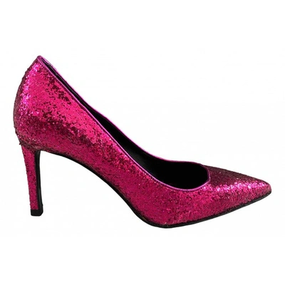 Pre-owned Saint Laurent Anja Glitter Heels In Pink