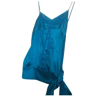 Pre-owned John Richmond Silk Camisole In Turquoise