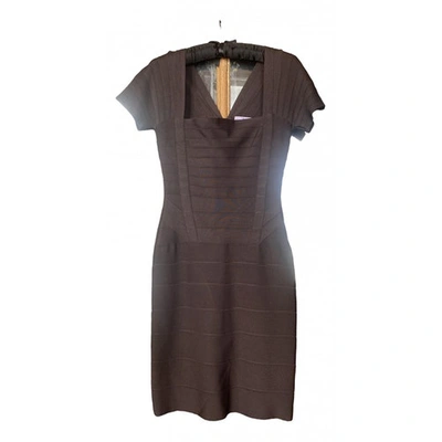 Pre-owned Herve Leger Mid-length Dress In Brown