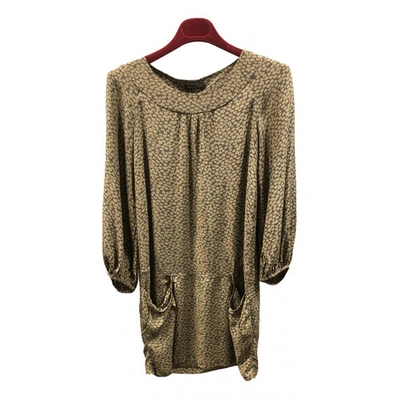 Pre-owned Balmain Silk Mini Dress In Gold