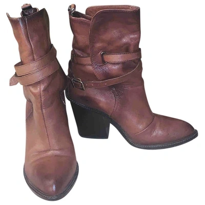 Pre-owned Diesel Leather Western Boots In Brown