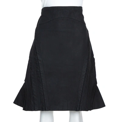 Pre-owned Mcq By Alexander Mcqueen Black Cotton Structured A Line Skirt M