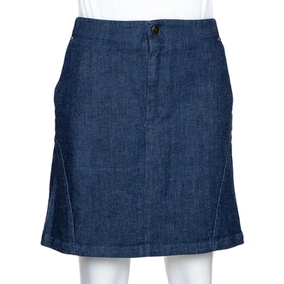 Pre-owned Mcq By Alexander Mcqueen Indigo Denim Zip Detail A Line Mini Skirt S In Navy Blue