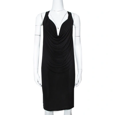 Pre-owned Mcq By Alexander Mcqueen Black Jersey Cowl Neck Dress S