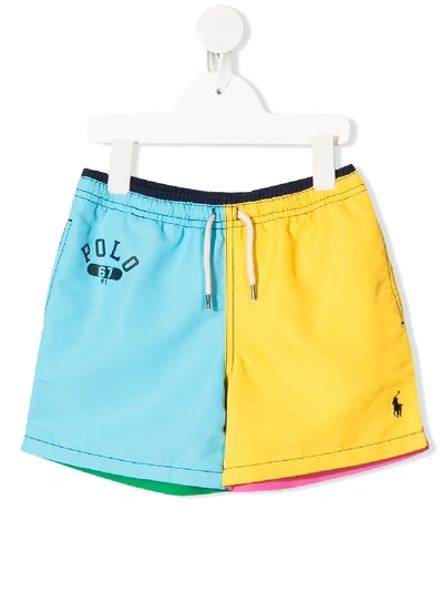 Ralph Lauren Kids' Colour-block Swim Shorts (s-xl) In Blue