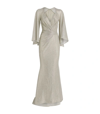 Talbot Runhof Coley Ruched Cape Gown