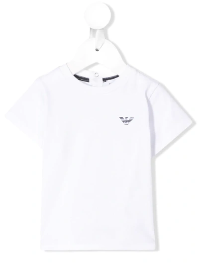 Emporio Armani Babies' Cotton Eagle T-shirt (6-36 Months) In White
