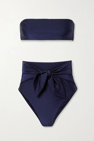 Zimmermann Bells Tie-front Bandeau Bikini In Midnight Blue