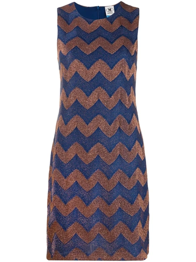 M Missoni Zigzag Sleeveless Shift Dress In Blue