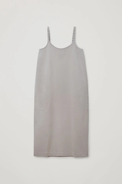 Cos Cotton Rounded Hem Slip Dress In Brown