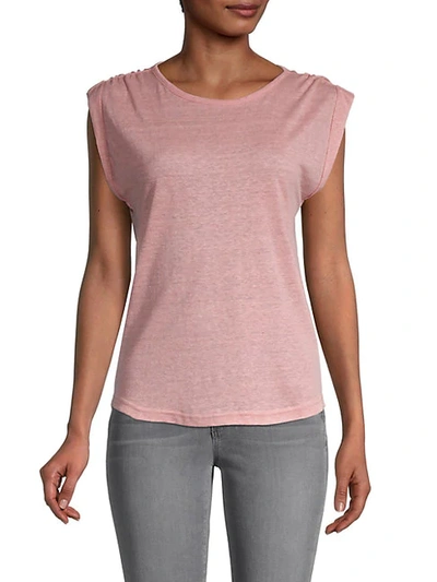 Frame Slouchy Linen Tank In Peony